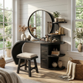Makeup Vanity Desk, Classic Solid Wood Dressing Table with Shelves
