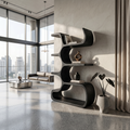 Contemporary Wooden Bookcase In Sculpted Curves