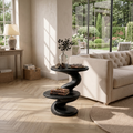 Two Level Wooden Accent Table For Lounge Seating, 16 To 24 Inch