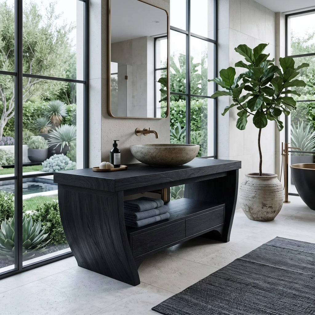 Contemporary Curved Leg Bathroom Vanity For Master Bathroom
