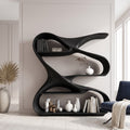 Freeform Curved Wood Display Shelf for Home Office, 47 to 79 in Tall