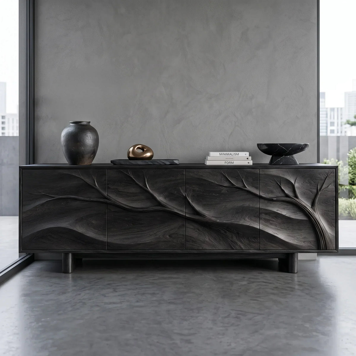Contemporary Branch Carved Sideboard For Dining Room