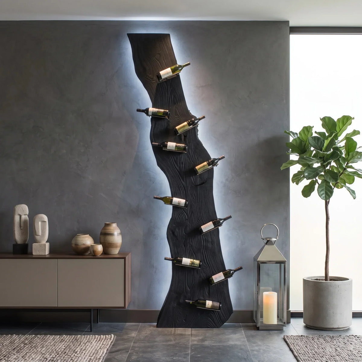 Modern Live Edge Wine Rack For Home Bar