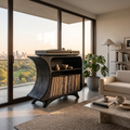 Modern Record Player Stand With 2 Tiers Storage For Living