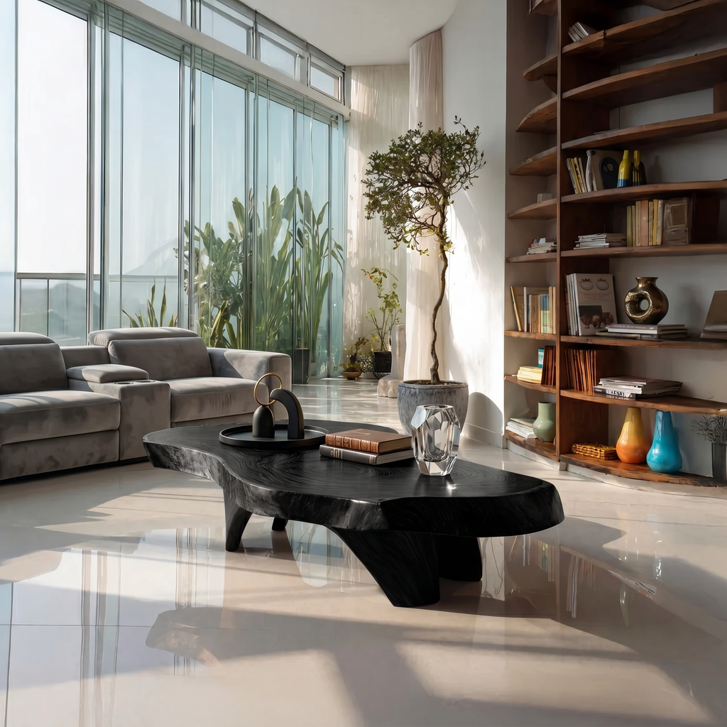 Mid-Century Solid Wood Coffee Table for Compact Living Rooms