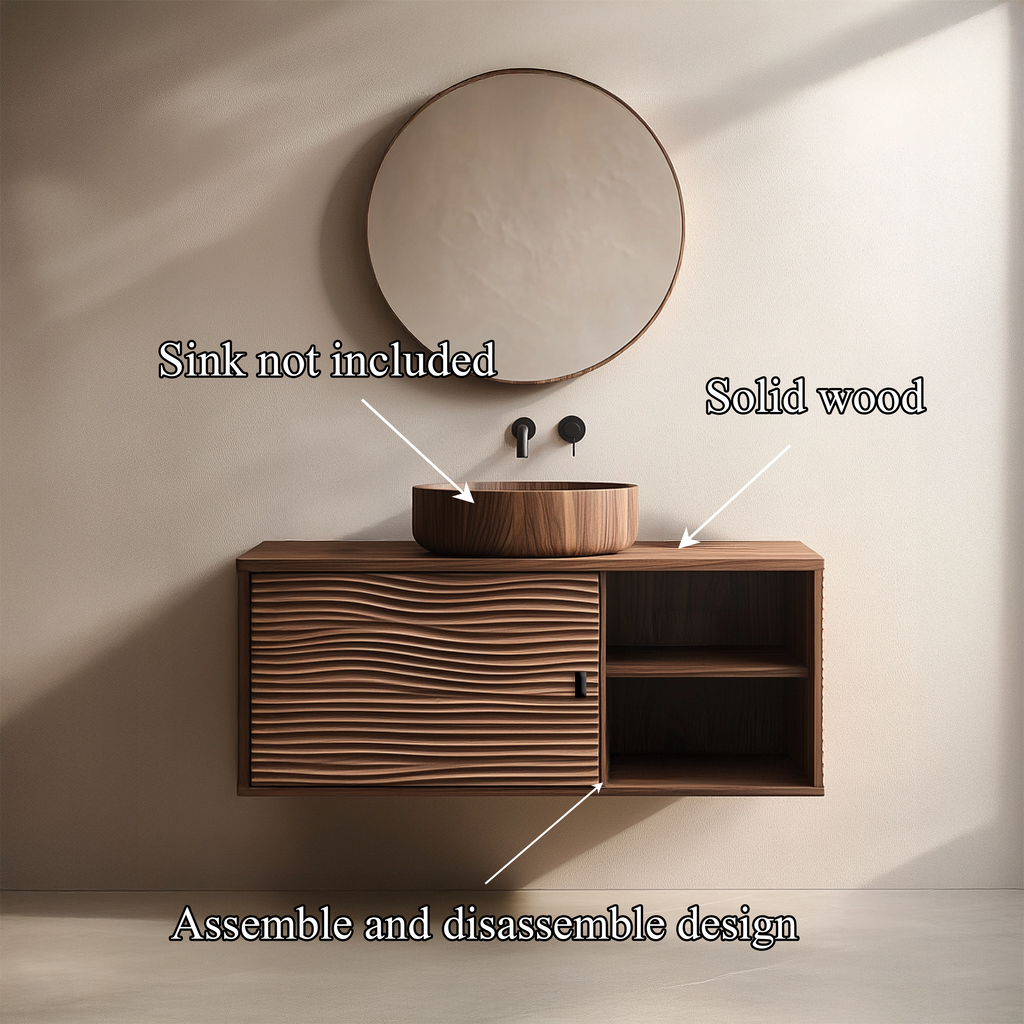 Mid Century Cabinet Bathroom Vanity Floating Wood Bathroom