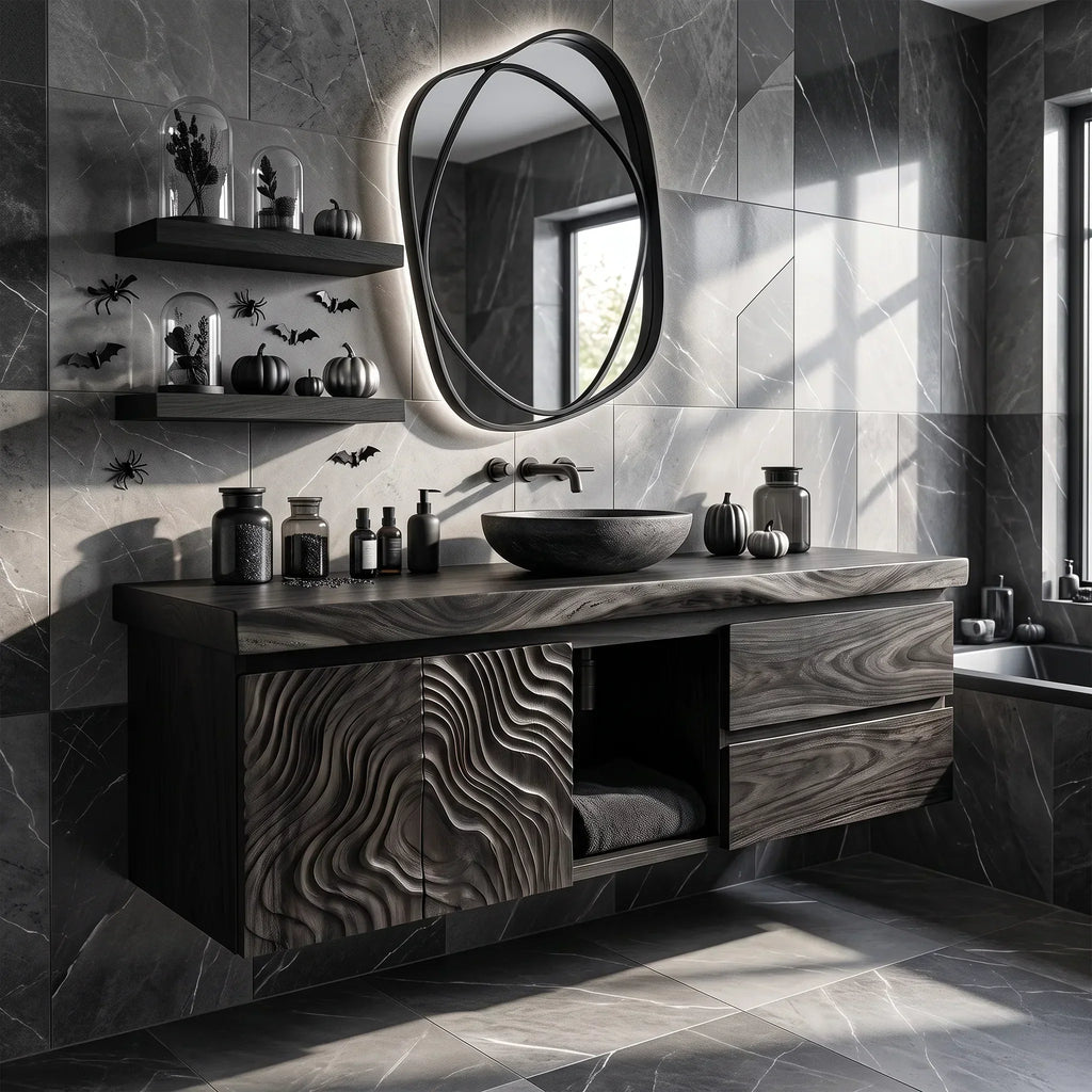 Floating Wood Bathroom Vanity For Industrial Loft Bathrooms