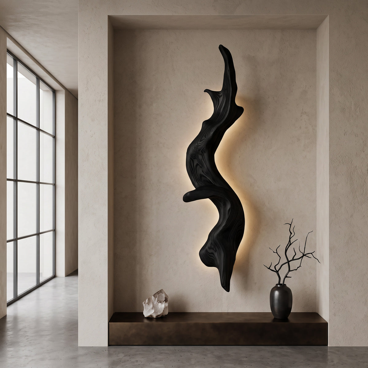 Rustic Organic Wall Lamp Sculpture For Living Room