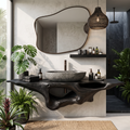 Farmhouse Solid Wood Bathroom Vanity Shelf with Waterproof Finish
