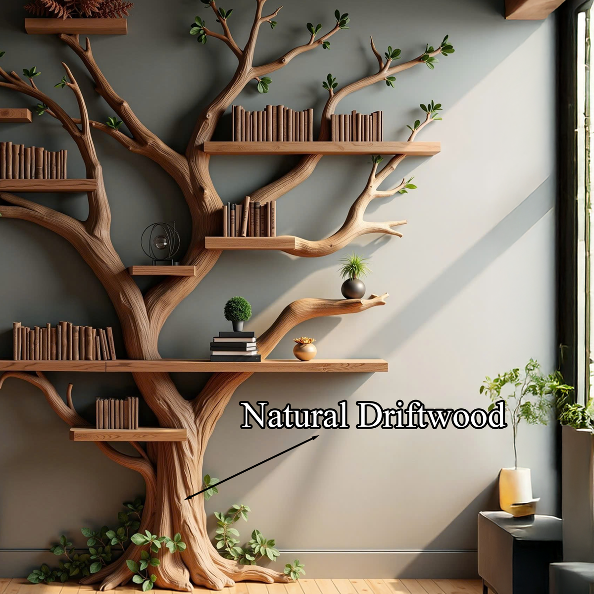 Live Edge Bookshelf Rustic Modern Shelf Decor Home