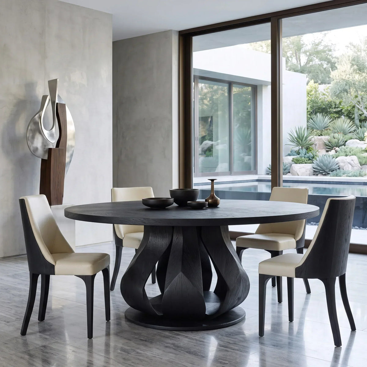 Modern Petal Base Round Dining Table For Dining Room