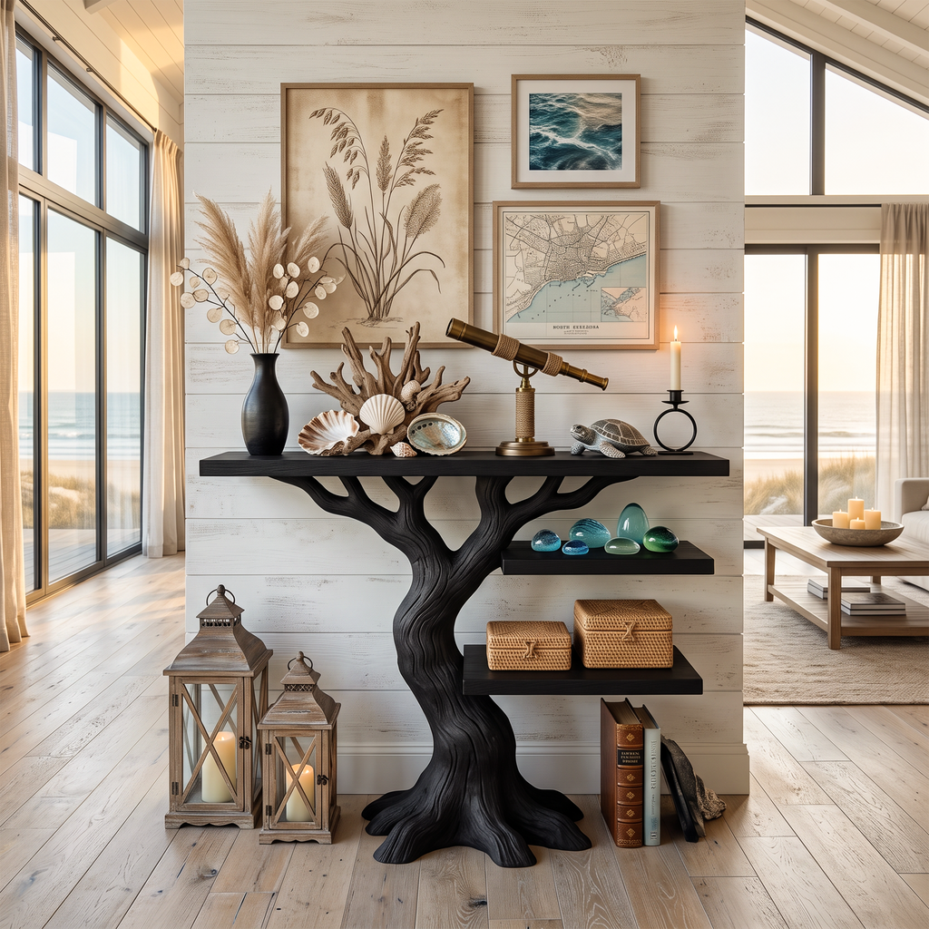 Forest Branch Base Wood Console Table For Halloween Displays