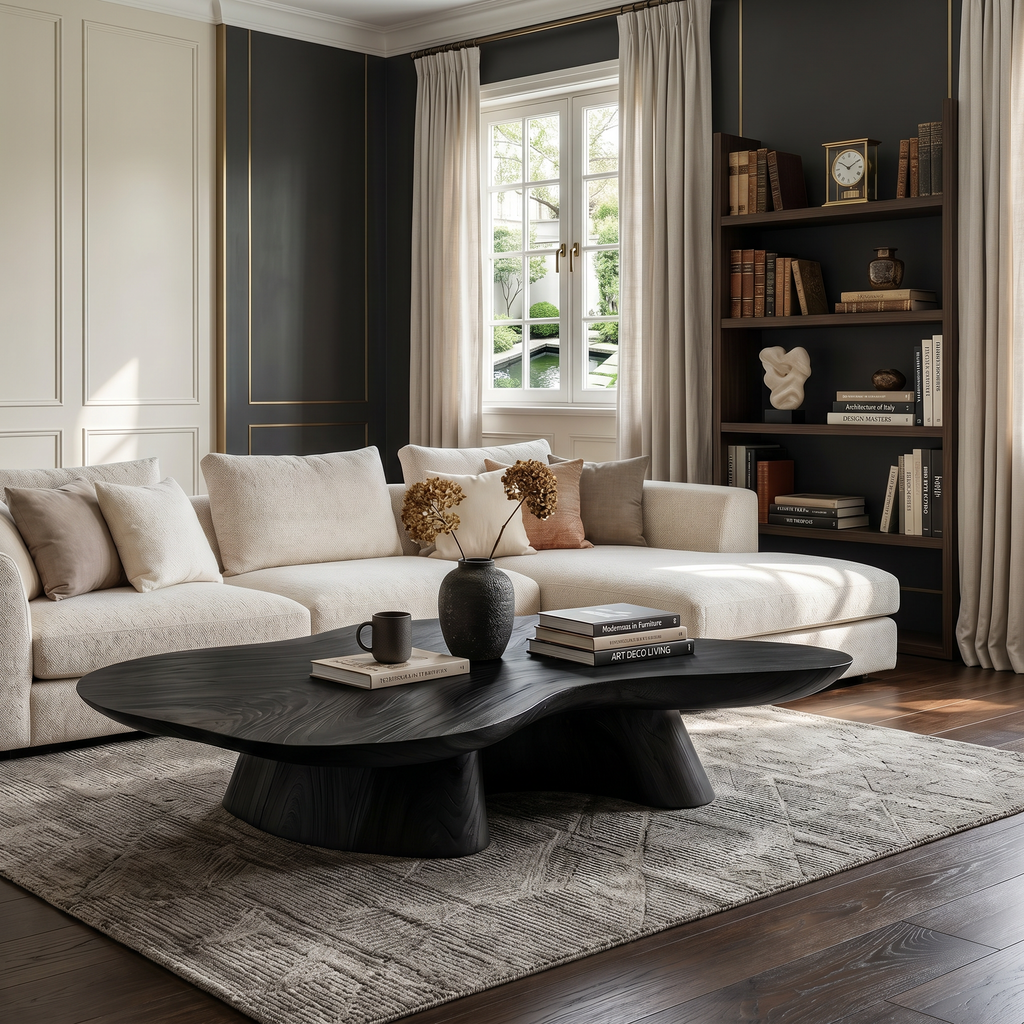 Farmhouse Coffee Table, Solid Wood Rustic Living Room Center Table