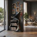 Handcrafted Hardwood Record Player Stand with Cube Storage