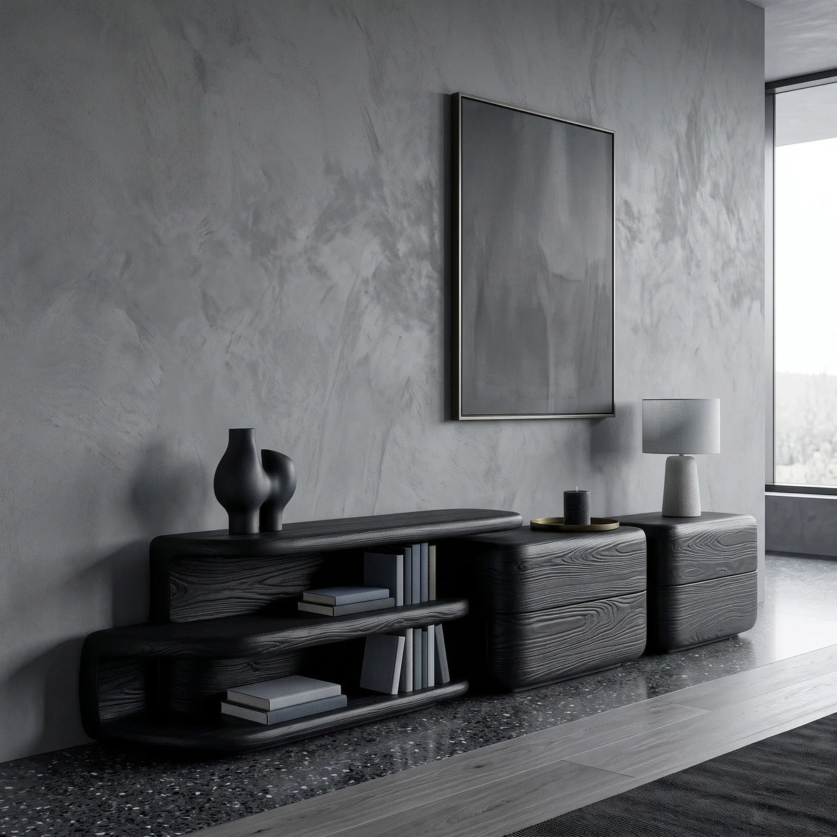Modern Curved Storage Sideboard For Dining Room
