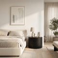 Modern Round Wooden Nightstand With 2 Drawers