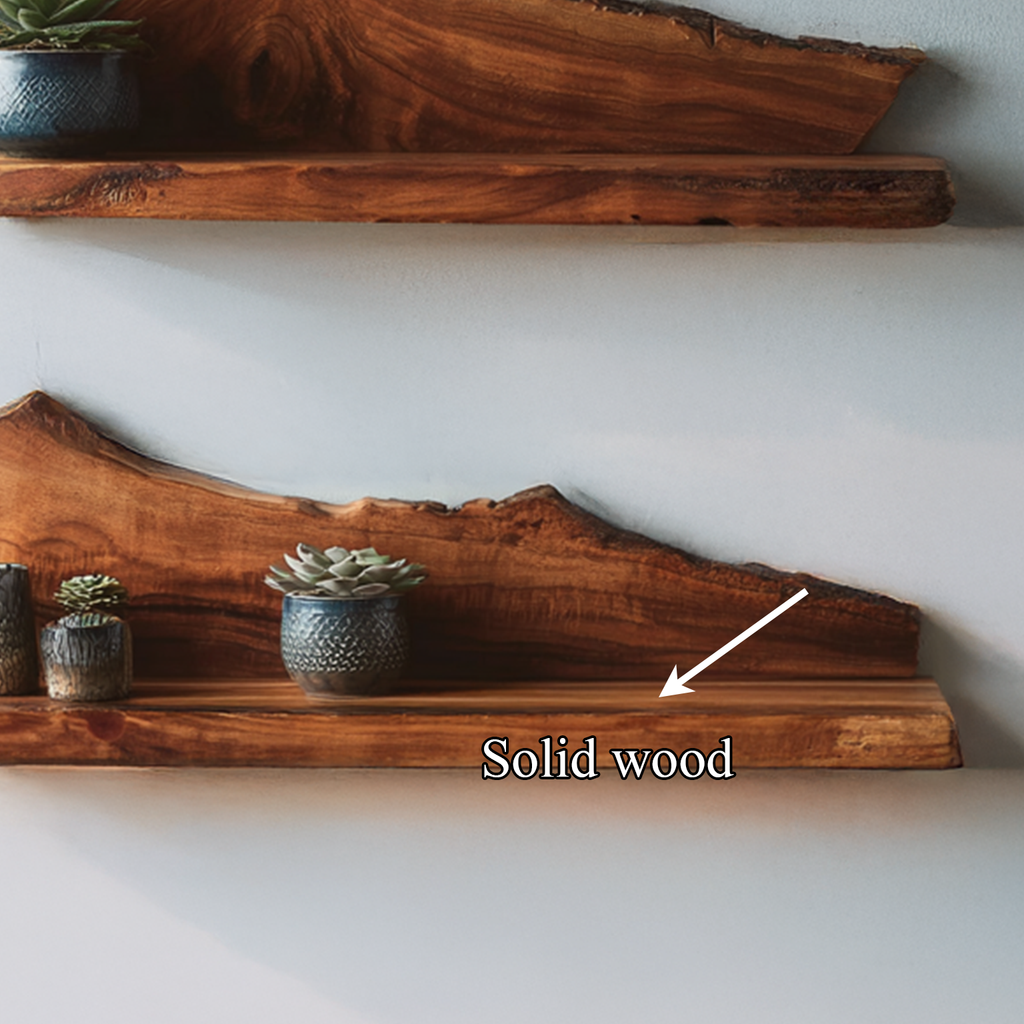Thick 1.5 Inch Live Edge Floating Shelf For Living Rooms, 10-47 In