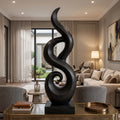 Open-Grain Carved Wood Floor Sculpture For Beach House Interiors