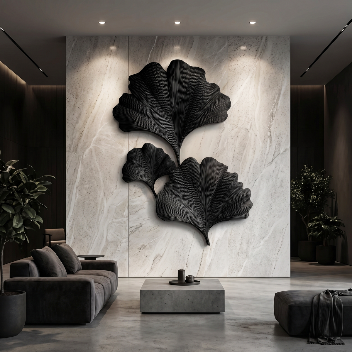Ginkgo Leaf Wall Art, Layered Abstract Wood Sculpture for Living Room