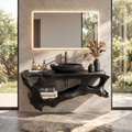 Floating Solid Wood Bathroom Vanity Shelf with Minimal Profile