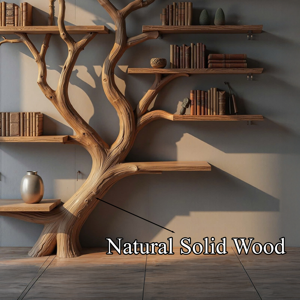 Brown Branch Display Shelf with Floating Boards, 70 by 60 Inches