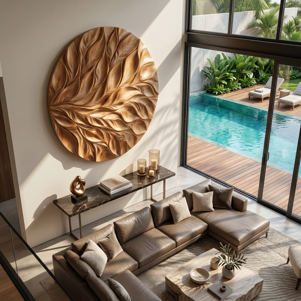 Coastal Wall Art With Flowing Leaf Design