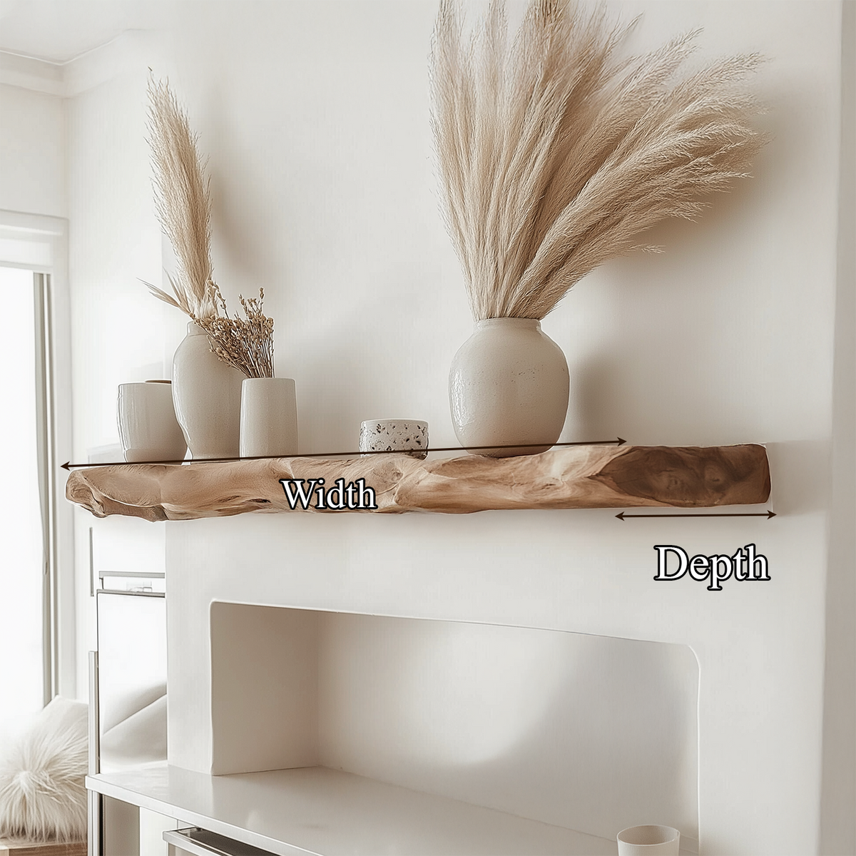 Live Edge Wood Floating Shelf – Boho Rustic For Kitchen Decor