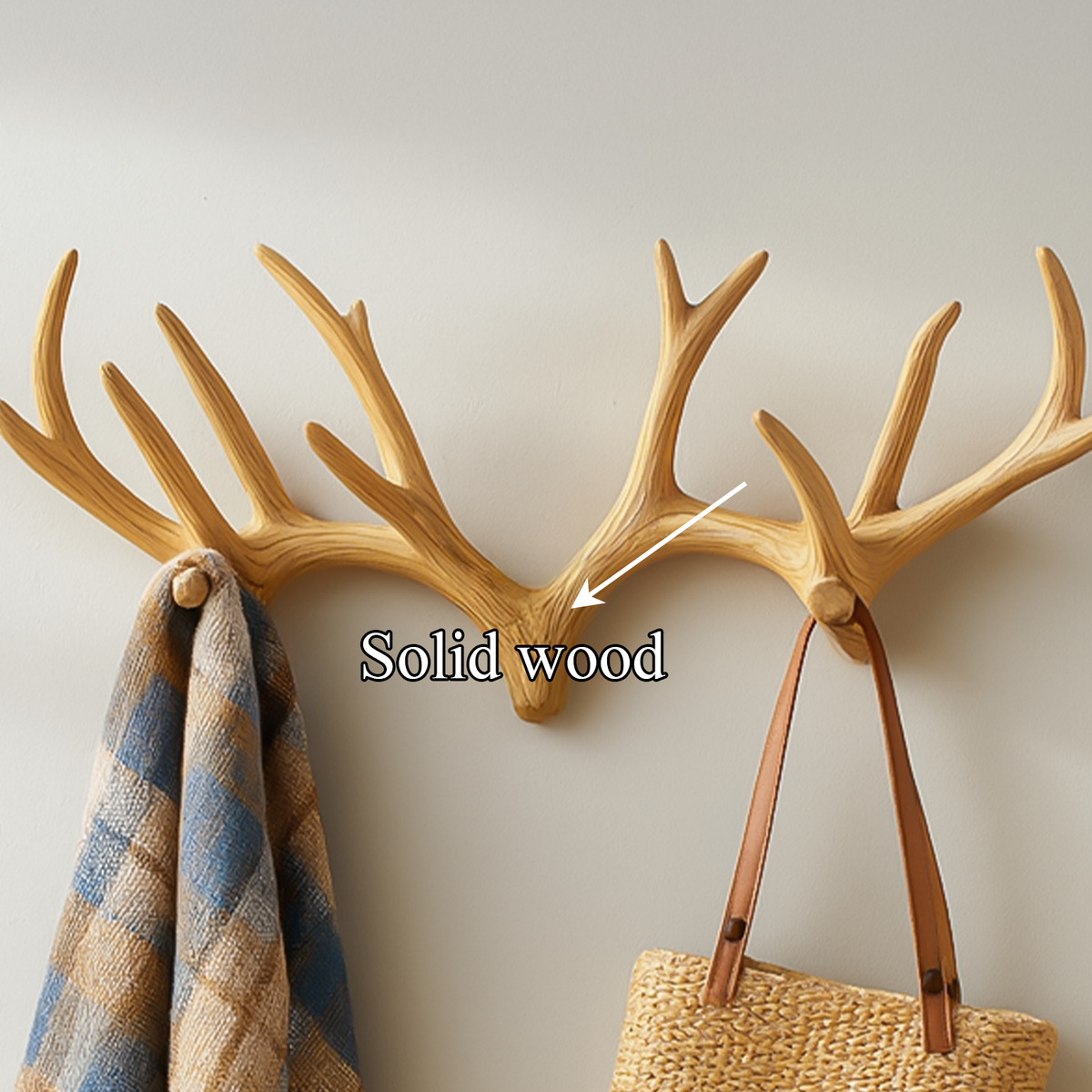 Antler Coat Rack, Minimalist Driftwood Wall-Mounted Hook Rack
