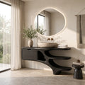 Contemporary Bathroom Vanity Curved Shelves With Cabinet For Modern Ensuite