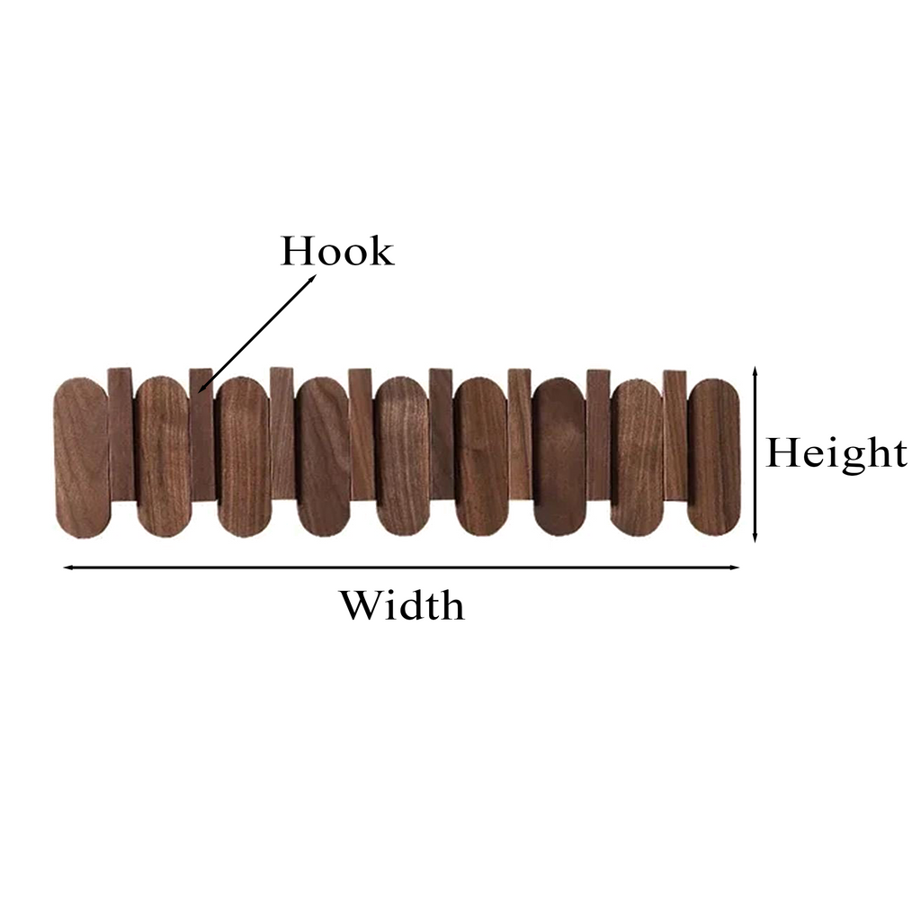 Piano Coat Rack, Wall Mounted Solid Wood Hooks for Entryways