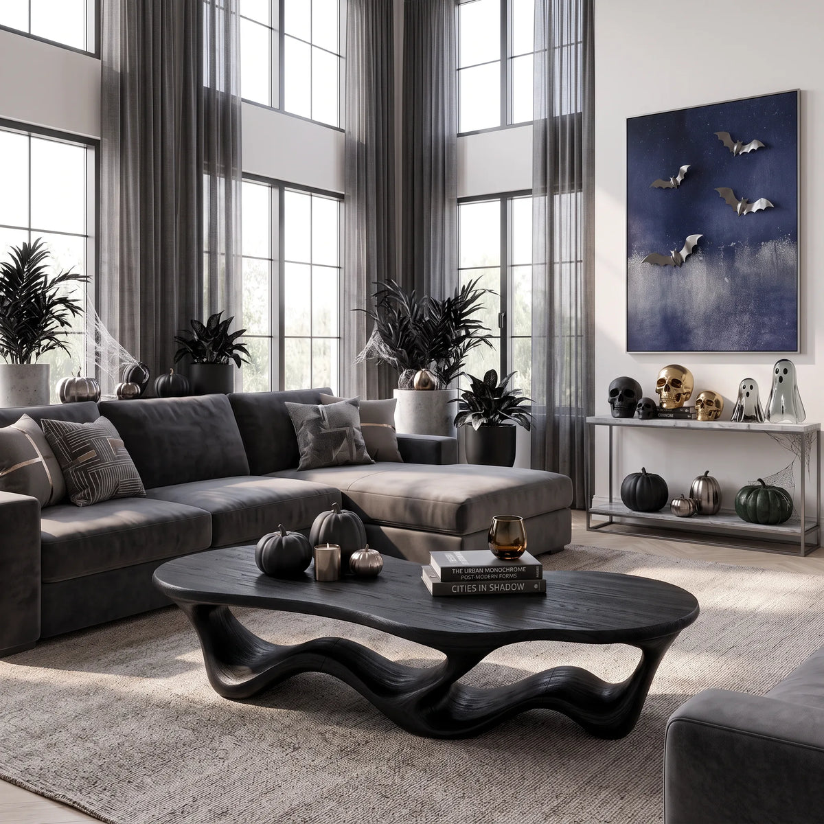 Ribbon Base Sculpted Wood Coffee Table For Modern Lounges