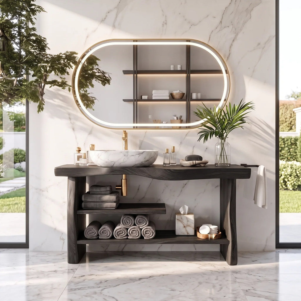 Handcrafted Solid Wood Bathroom Vanity With Drawers
