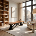 Natural Wood Window Seat Bench With Architectural Base