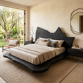 Layered Live Edge Platform Bed With Bold Headboard, EU Sizes