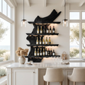 Monkey Pod Wood Wall Wine Rack in Mid-Century Style