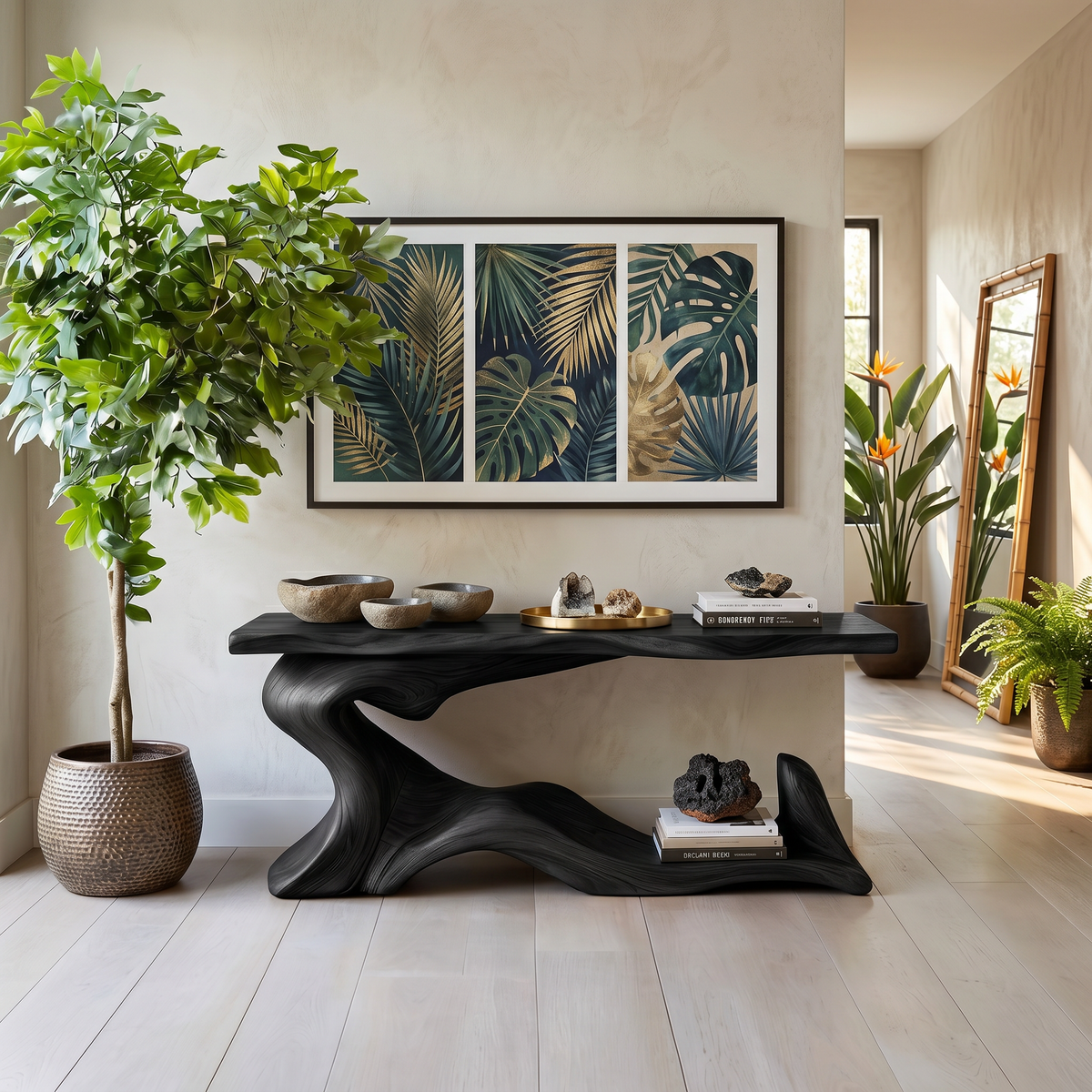 12 Inch Deep Live Edge Writing Desk for Hallway or Small Space