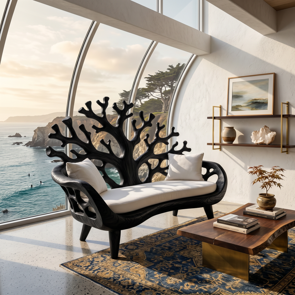 Modern Coral Tree Backrest Bench