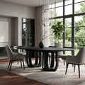 Modern Natural Wood Dining Table Double Loop Base For Dining Room