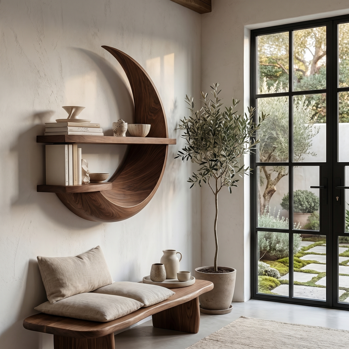 Rustic Floating Shelf With Natural Wood Display Storage