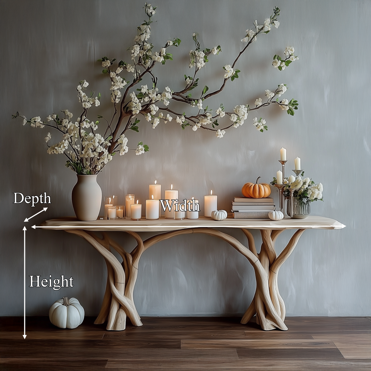 Driftwood Console Table Live Edge Rustic Wood Art Gift