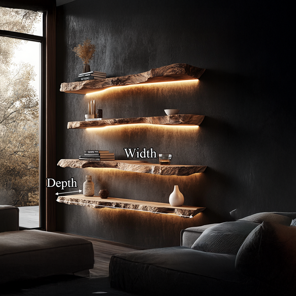 Floating Bookshelf, Rustic Solid Wood Wall Shelf for Reading Corner