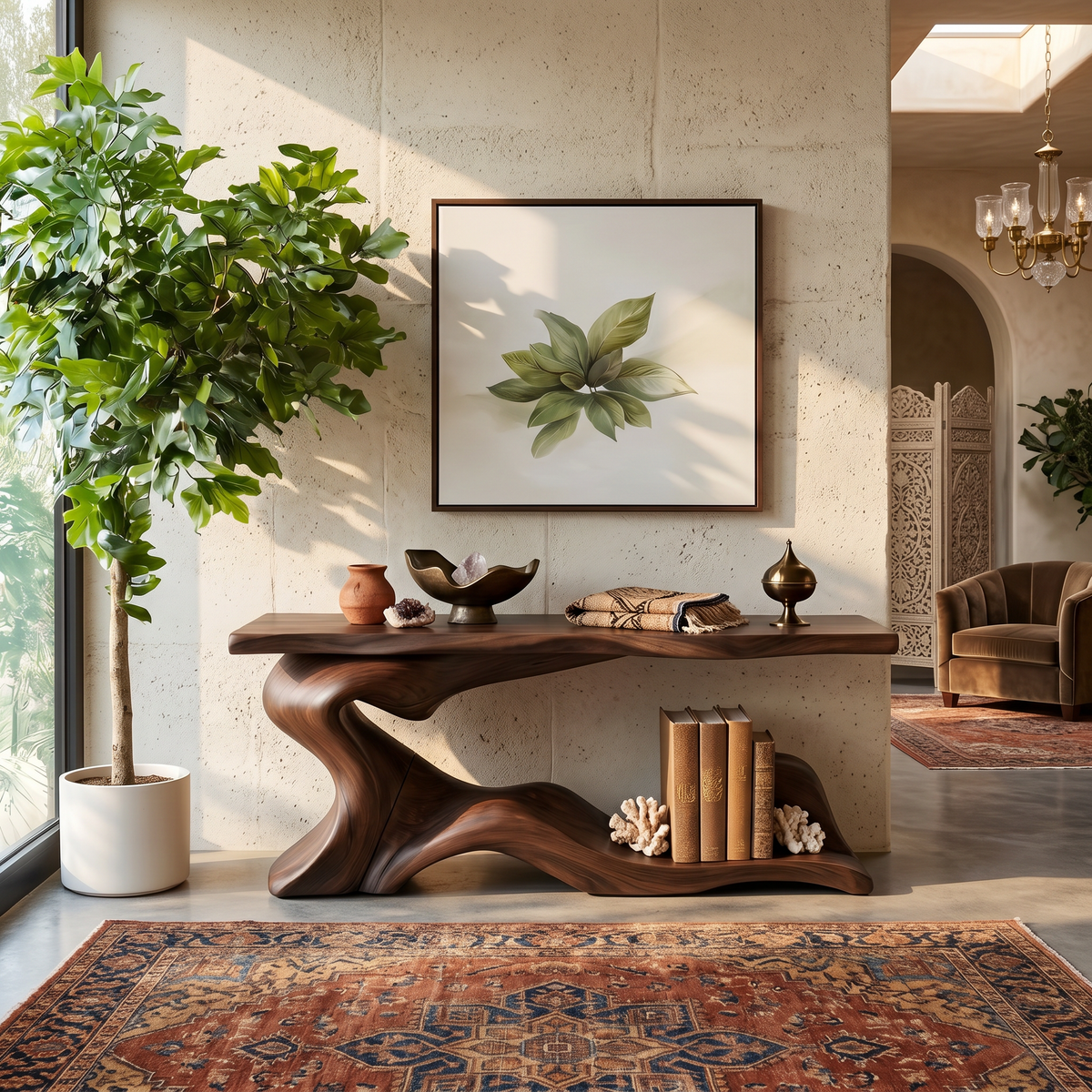 12 Inch Deep Live Edge Writing Desk for Hallway or Small Space
