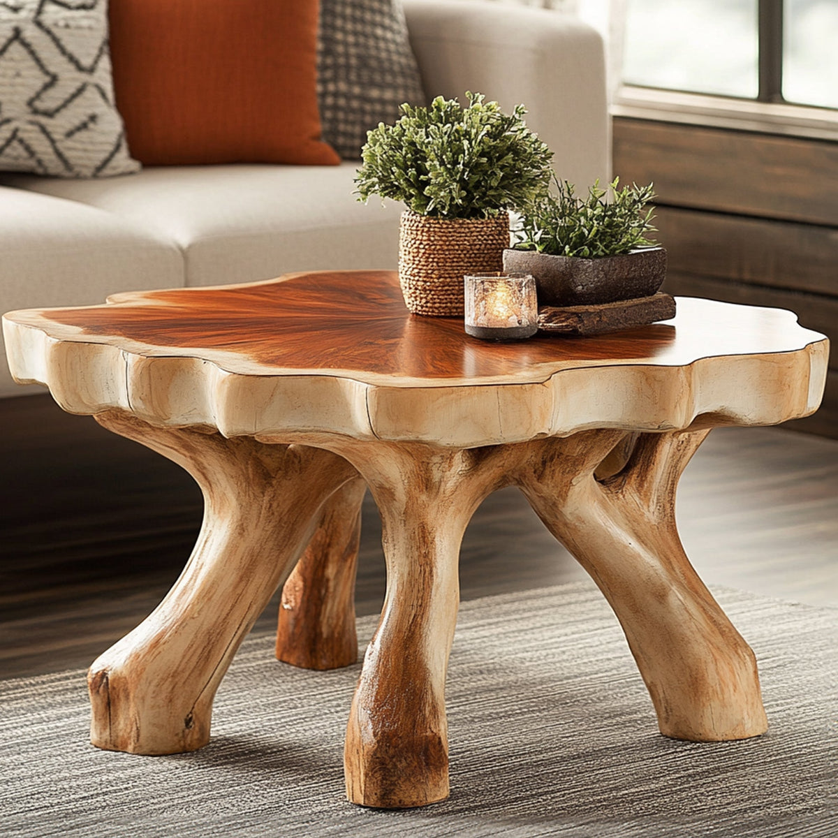 Handcrafted Rustic Coffee Table With Solid Wood Design