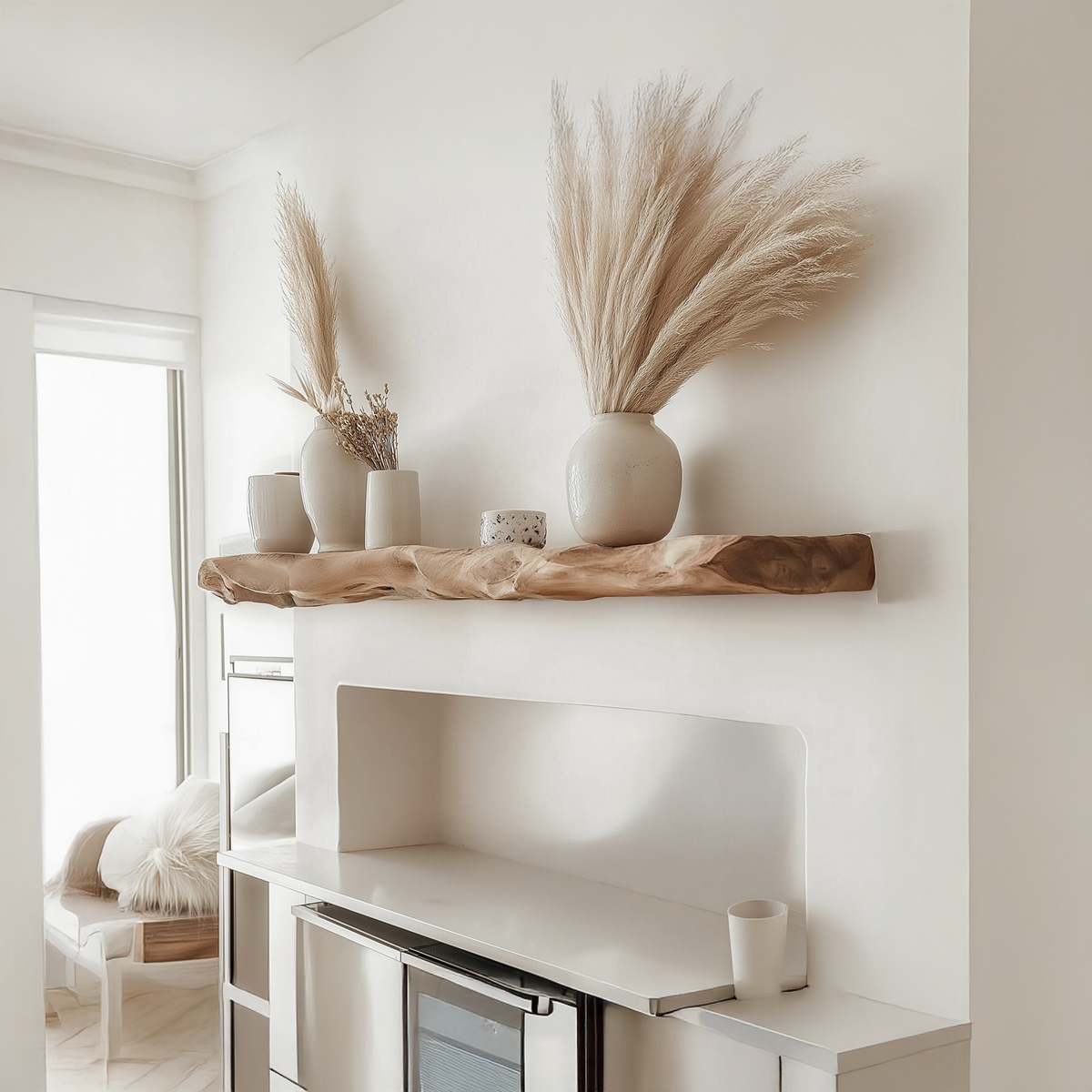 Live Edge Wood Floating Shelf – Boho Rustic For Kitchen Decor