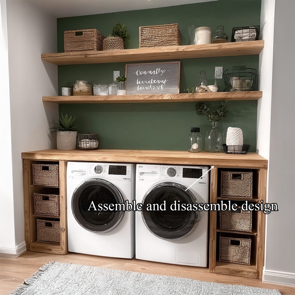 Laundry Furniture Set Solid Wood Custom Rustic Gift