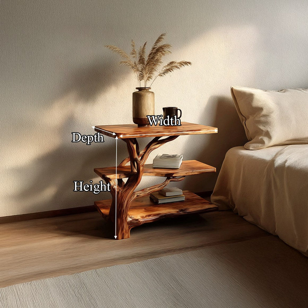 Rustic Tree Slab Bedside Table