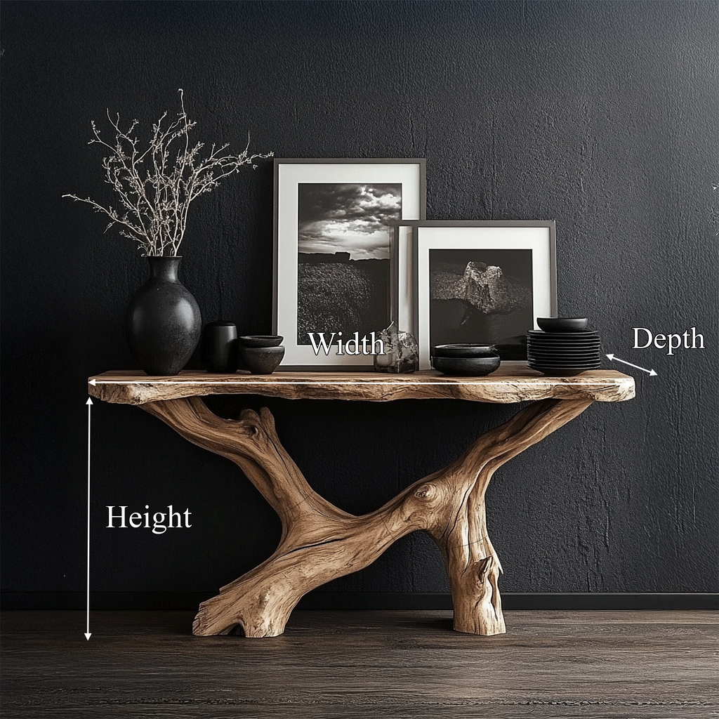 Live Edge Console Table Natural Wood Rustic Handmade Gift