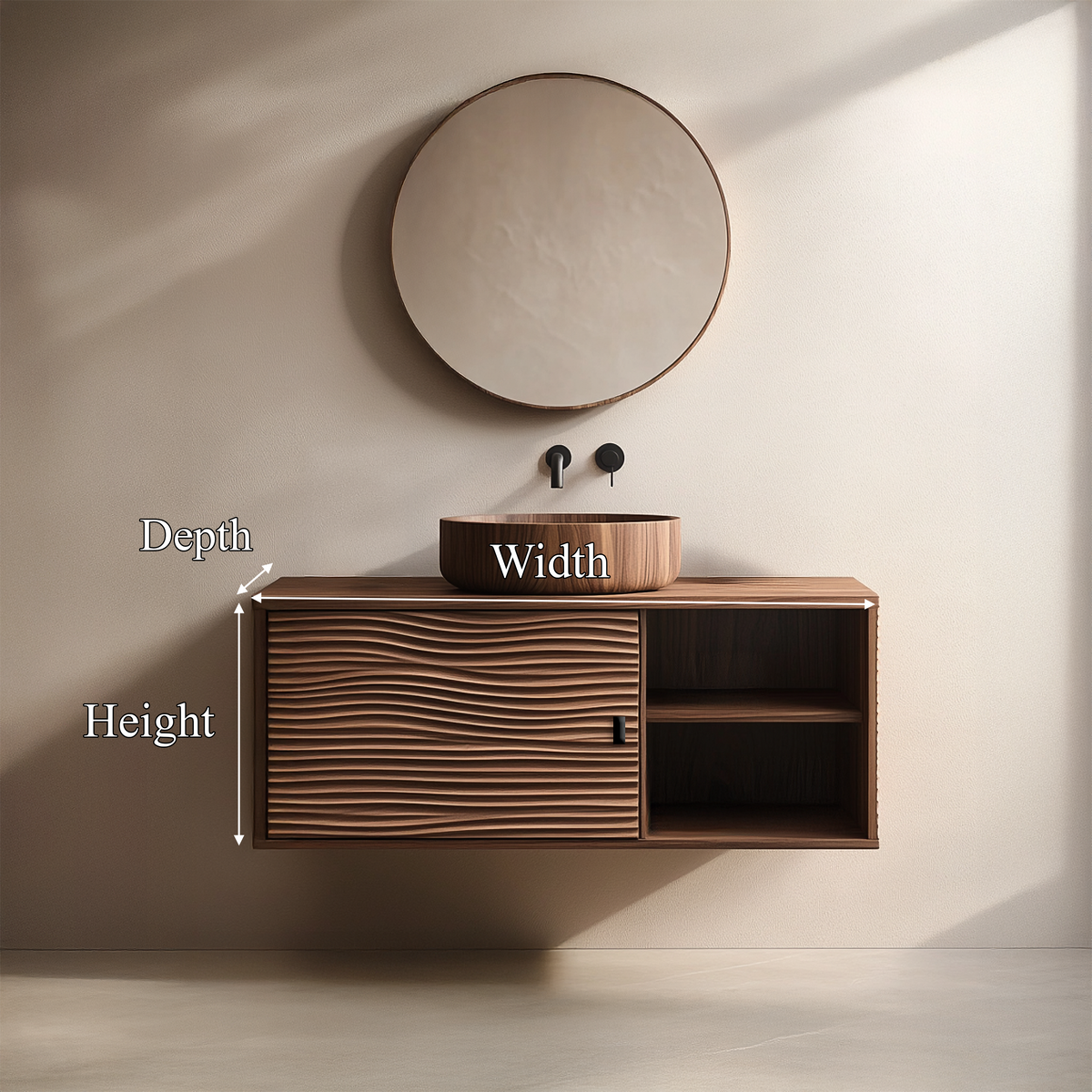 Mid Century Cabinet Bathroom Vanity Floating Wood Bathroom