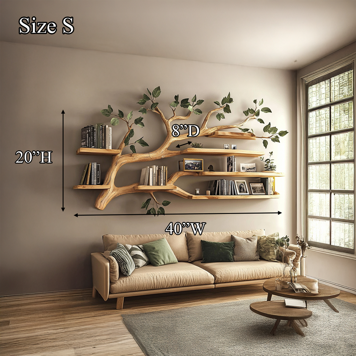 Small Branch Wall Shelf with Floating Boards for Reading Nooks