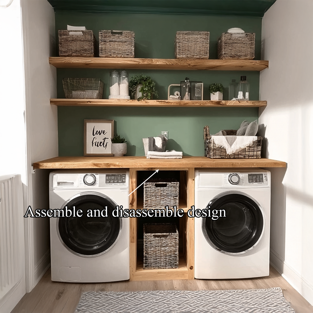Laundry Nook Shelf Handmade Rustic Wood Gift